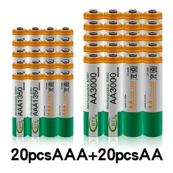100% Nov 1,2 V AA 3000 MAH Ni MH akkus + AAA baterije 1350 MAH baterija za ponovno polnjenje Ni MH 1,2 V AAA baterije