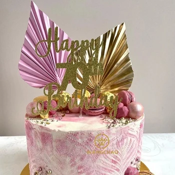 10pcs Palm Kopje Torto Pokrivalo Happy Birthday listnih Okraski Torta Dekoraterstvo Poročna Peka Sladice Tabela Pogodbenice Prednost