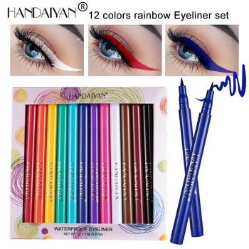 12 Barv/Box Color Tekoče Črtalo Za Oči Nepremočljiva Bela Eyeliner Svinčnik Ličila Set Kozmetike Dolgotrajen Make Up Pobarvani Modro Pero