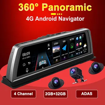 4 Channel 4G Android 5.1 Avto Dash Cam ADAS GPS Navigacija 1080P HD Video Snemalnik nadzorni Plošči DVR WiFi App 24H Nadzor na Daljavo