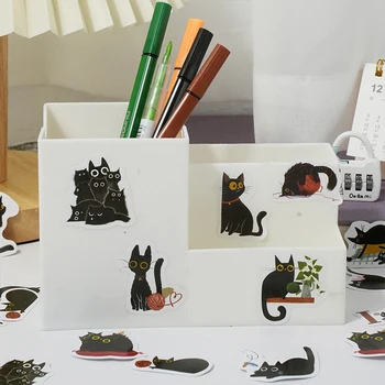 56 paketi trgovini Črna mačka živali kartico mimo nalepke doodle nalepke risanka dekoracijo Boxed Scrapbooking nalepka