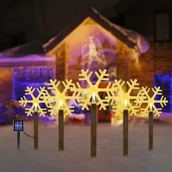 5pcs na Prostem LED Sončne Vrtne Luči Nepremočljiva Božično Drevo Snežinke, Zvezdice Dekoracijo Sten Stranka Vrt Verandi Krajine Lučka