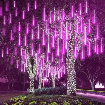 8 Cevi LED Meteor Tuš Festoon Led Luči Ulica Venci na Prostem Svetlobo Garland Novo Leto 2024 Božični Okraski za Dom