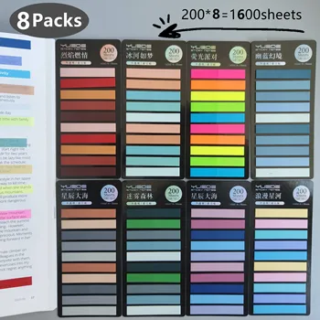 8Packs 1600 Listi Pregledni Indeks Self-Lepljive Opombe Pripis Knjige Objavil ItBookMarkers Zavihki za Večkratno uporabo Memo Pad Tiskovine