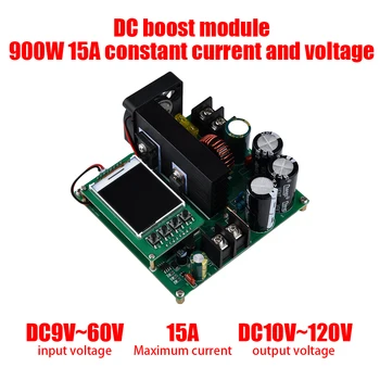 900W 15A Boost Converter LCD Zaslon za Nadzor Korak Do Modul Visoko Natančno Napetosti Transformatorja Regulator DC-DC 9V~60V, da 10V-120V