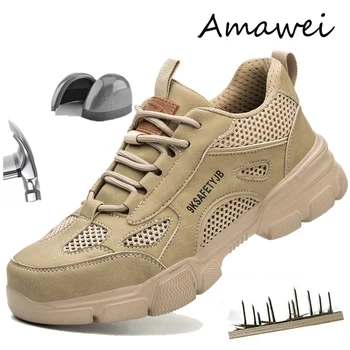 Amawei Moških Delo Čevlji, Varovalni Čevlji Za Ženske Jekla Toe Čevlji Dihanje Neuničljiv Čevlji Botas De Trabajo Par Hombre