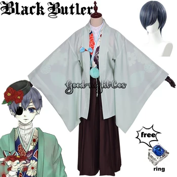 Anime Black Butler Kuroshitsuji Ciel Phantomhive Cosplay Kostum Lasuljo Japonski Kimono Čaj Hiša Uniforme Halloween party