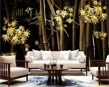 Beibehang ozadje po Meri Kitajski Retro slogu Zlati bambusa razpoloženje kavč Kavč, TV ozadju stene 3d Dnevna soba zidana 3d ozadje