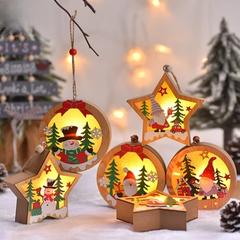 Božični Okraski LED Luči Božično Drevo Obesek Santa Claus Snežaka, Jelena Noč Luč Obesek Srčkan Lučka Lučka