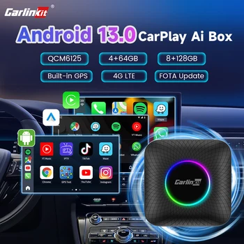 Carlinkit Android 13 Carplay Smart Tv Okno Brezžične Android Auto & Apple Avto Igra Netflix Iptv Youtube QCM6125 665 8-Core 4G LTE