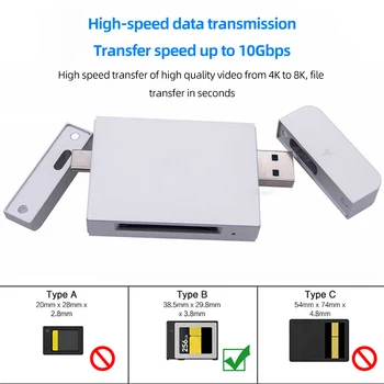 CFE SD Card Reader Gen 2 USB3.1 Tip-B Pomnilniških Kartic Aluminij Zlitine SD Adapter Plug and Play za Canon R5 za Telefon Namizje