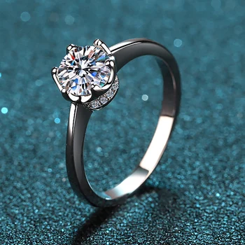 D Barvo 1CT Clamerstone Zaročni Prstan za Ženske Sparkly lab-preizkušeni Diamantni Prstan 925 sterling Srebrni Nakit