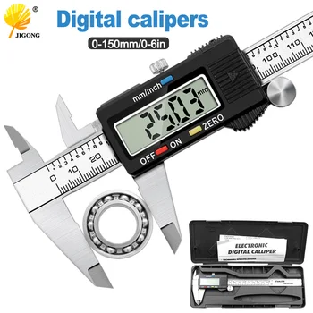 Digitalno kljunasto merilo Elektronski Digitalni Vernier Kaliper 6Inch 0-150mm Kovinski Mikrometer za Merjenje Orodje, Ravnilo Kalibri iz Nerjavečega Jekla