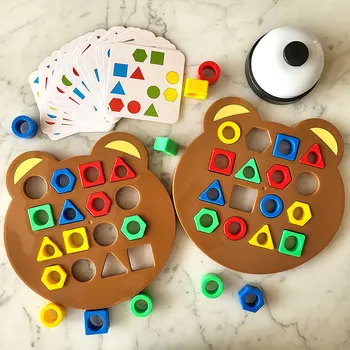 DIY Otrok Geometrijske Oblike Ujemanje Barv 3D Puzzle Baby Montessori Učenje Izobraževalne Interaktivne Bitka Igra, Igrače za Otroke