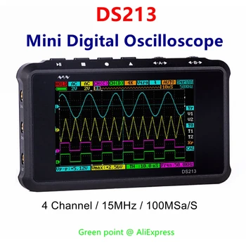 DS213 razširljiv odprtokoden LCD-Zaslon 4 Channel 15MHz 100MSa/S Prenosne Ročne Elektronika Oscilloscope Trgovina valovnih oblik Podatkov