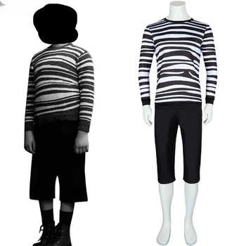 Film sredo Addams Pugsley Družino Cosplay Kostum Zebra-trak Top+Hlače Enotno Obleko Za Odrasle, Otroci Halloween party Chothes