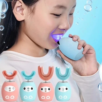 Glasba za Otroke v obliki črke U Električna zobna ščetka 360 Stopinj Silikonski Zobno Ščetko USB za Polnjenje Samodejno Ščetko Sonic