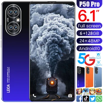 Globalna Različica P50 Pro 6.1 Palčni Pametni celozaslonskem 5000mAh 10 Jedro 24+48MP 6GB+128GB Dual SIM mobilnih telefonov, Celular 5G Telefon