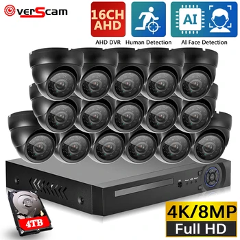 H. 265+ 16CH 8.0 MP DVR 8MP Varnostnih kamer na Prostem Vremensko CCTV Video Metal Dome Kamere, DVR HDD Kit P2P 16 Kanal