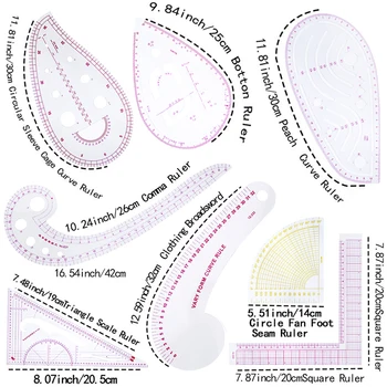 Imzay 8PCS Šivanje Vladarji Set Plastičnih francosko Krivuljo Šivanje Orodje Z Dobro Dotik Za Dressmaking Oblačila Oblikovanje