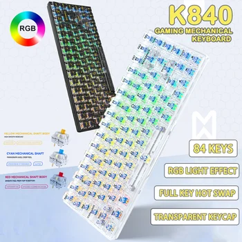 K840 Gaming Tipkovnica Meri Mehanske 84 Tipke RGB Hotswap Tip-C Žične Tipkovnice Mehanske Pregleden Keycaps Klaviature