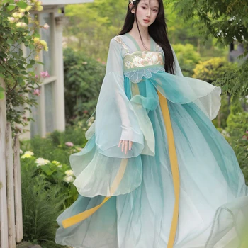 Kitajski Slog Letnik Sladke Pravljice Hanfu Obleka Ženske Elegantne Vezenino Princesa Kostume Cosplay Fazi Ples Haljo Določa