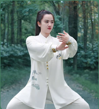Kung Fu Obleko Borilnih Veščinah, Je Enotna Wushu Oblačila Tai Chi Obleke, Ženske In Moške Spolne Belo Tiskanje Kun Master 2023 Nov Slog