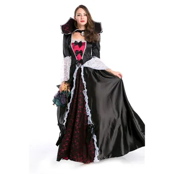 Luksuzni Vampir Kostumi Za Ženske, Mačehe Srednjeveški Žogo Halje Gothic Black Vampire Seksi Kostumi Za Noč Čarovnic Cosplay Kostumi