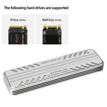 M. 2 NVMe Pogon ssd Zunanje Ohišje 10Gbps Zunanji Trdi Disk USB 3.2 Gen2 HDD Škatla za Shranjevanje za SSD 2230/2242/2260/2280