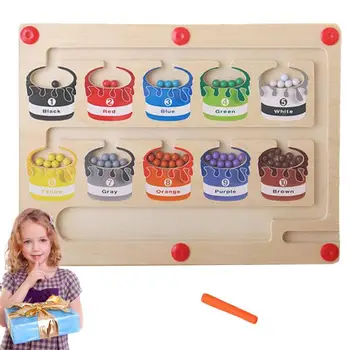 Magnetno Barvo In Število Labirint Lesene Magnet Uganke Odbor Otroci Dejavnosti Štetje Ujemanje Igre Montessori Igrače Za Otroke