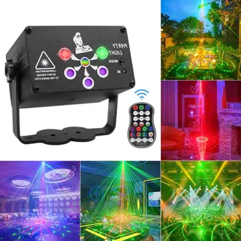Mini Dj Laser LED Fazi Projektor Glasbeni Zvok Nadzor Disco Party RGB Žarnice USB Polnilne Poroko, Rojstni dan Stroboskopske Luči