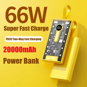 Moč Banke 20000mAh 66W Super Hitro Polnjenje Prenosnih Zunanje Baterije Hiter Polnilec za Xiaomi Samsung iPhone Pomožne Baterije
