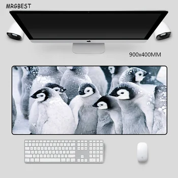MRGBEST Mouse Pad 900x400mm Srčkan Pingvini Vzorec Non-slip Zaklepanje Rob Narave Gume Blazine Prenosni RAČUNALNIK Desk Mat za Otroke