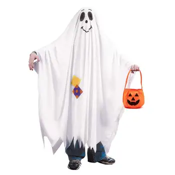 Otroci Duha Plašč Dolgo Cape Bela Rese Uspešnosti Cosplay Stranka Obleko Gor Fantje Dekleta Duha Halloween Kostum