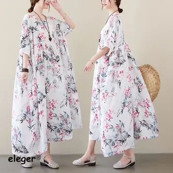 Poceni Plus-Size Svoboden Priložnostne Ženske Obleke Pomlad Poletje Cvetlični Priložnostne Preprosto Eleganten, Udobno Mahati Resort o Spodbujanju