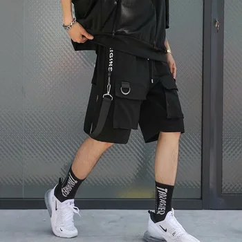 Poletne Moške kratke Hlače Techwear Japonski Harajuku Moda Hip Hop Punk Ulične Cargo kratke Hlače za Moške Joggers Trakovi Vrečasta Oblačila
