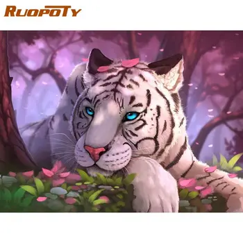 RUOPOTY Diy Okvir, Barvanje Z Številkami Tiger Živali Slike Handpainted Na Platnu Slika Z Številk Za Dekoracijo Doma