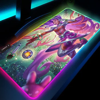 Svetlobna RGB Setup Igralec Tipke Miške Vijolična Las in Vijolična Oblačila Dekle League of Legends HD Podloge za Miško LED Desk Mat Mat Gume