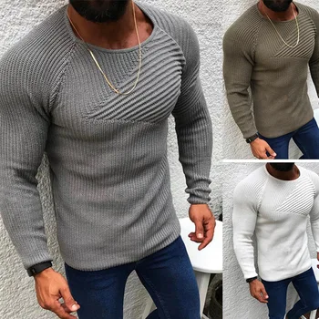 Sweater Moški Jesen/zima 2023 Slim Fit Dolgimi Rokavi, okoli Vratu Puloverju Pulover za Moške