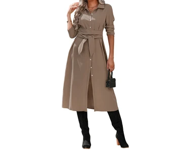Vintage Moda Priložnostne Slog Dolge Rokave Obleko Eleganten Pas, Majica Obleke Za Ženske Stranka Jeseni Leta 2022 Novih Oblačil