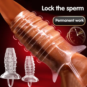 Za večkratno uporabo Kondomov Silikonski Penis Rokav Stimulacijo Ščegetavčka Sex Igrače za Pare Teksturirane Extender Erekcijo Kondomi Erotične Igrače